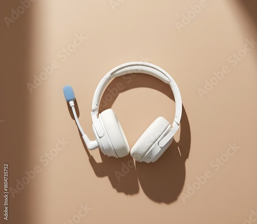 White Headphones on Brown Background | Warm Minimal Music Style.