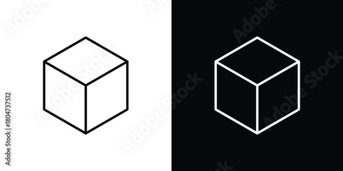 Cube icons. Vector black and line icon, EPS10