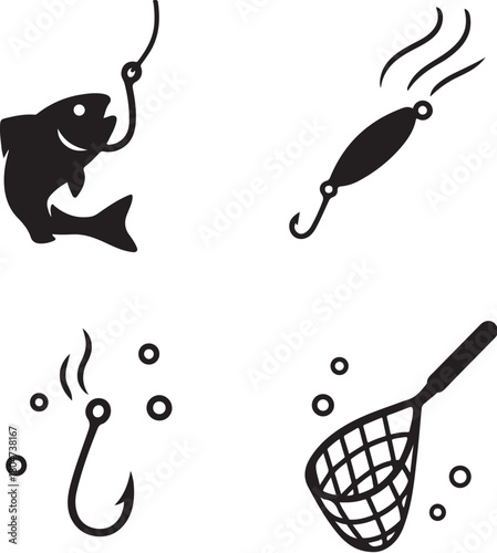 Underwater Silhouettes Vector Set in High-Contrast Style.eps