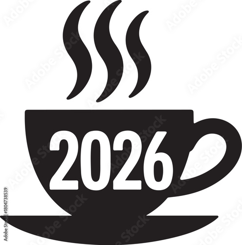 Hot beverage cup with year coffee cup hot drink