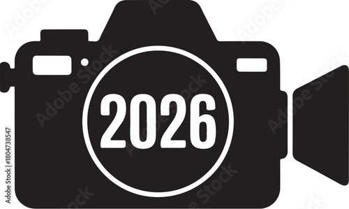 Black camera and video recorder with year twenty six