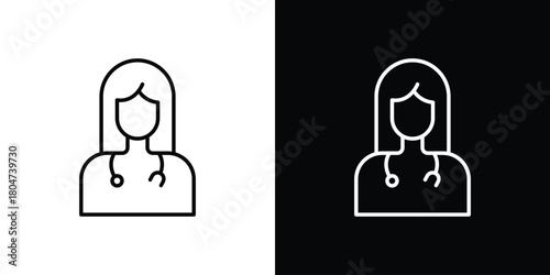 Doctor icons. Vector black and line icon, EPS10