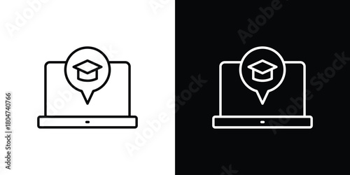 E learning icons. Vector black and line icon, EPS10