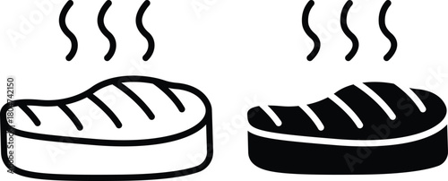 Hot Grilled Meat Steak Or Cutlet With Grill Marks Dinner Vector Silhouette and Pictogram..eps