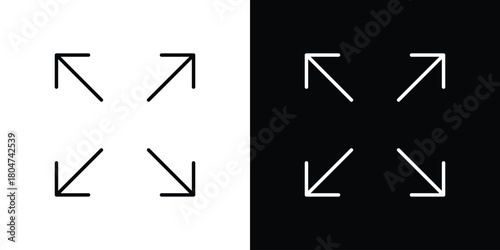 Expand arrows icons. Vector black and line icon, EPS10