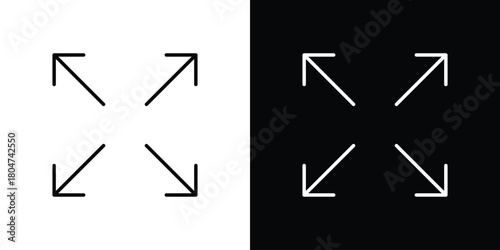 Expand icons. Vector black and line icon, EPS10
