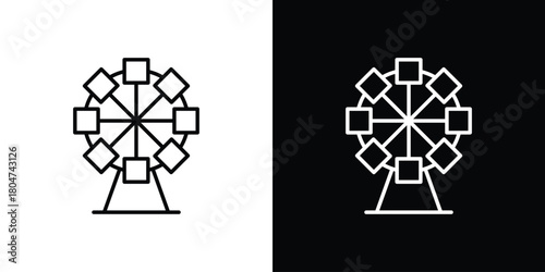 Ferris wheel icons. Vector black and line icon, EPS10