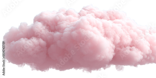Fluffy pink cloud isolated on black background Sweet cotton candy cloudscape with soft pastel colors Concept of dream, fantasy, and imagination