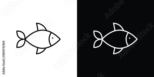 Fish icons. Vector black and line icon, EPS10
