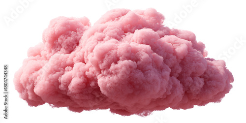 Fluffy pink cloud isolated on black background Sweet cotton candy cloudscape with dreamy texture Concept of fantasy, imagination, and abstract