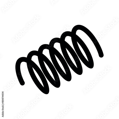 Spring icon. Symbol of shock absorption, extension or compression. Element of a machine or mechanism. Coiled cylindrical spring.