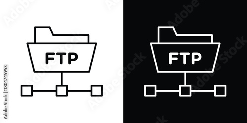 FTP icons. Vector black and line icon, EPS10