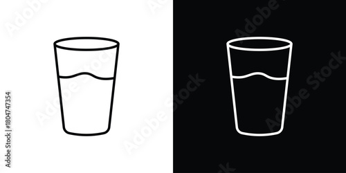 Glass icons. Vector black and line icon, EPS10