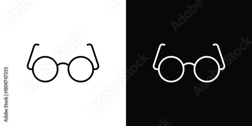 Glasses icons. Vector black and line icon, EPS10