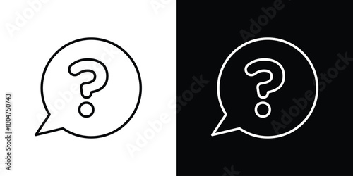 Interrogation icons. Vector black and line icon, EPS10