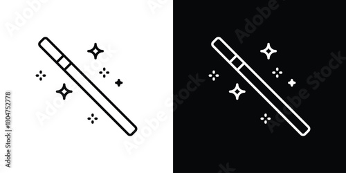 Magic wand icons. Vector black and line icon, EPS10
