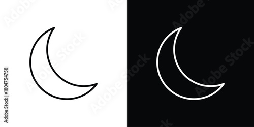 Moon icons. Vector black and line icon, EPS10