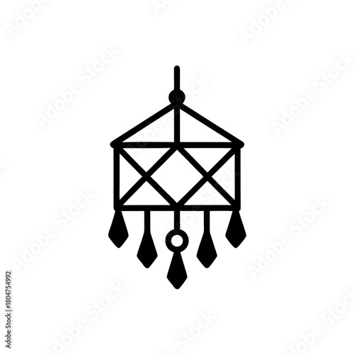 Illustration of a hanging geometric decorative piece on transparent background