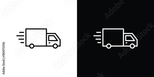 Moving truck icons. Vector black and line icon, EPS10