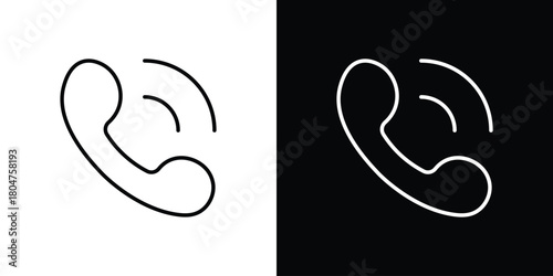Phone call icons. Vector black and line icon, EPS10