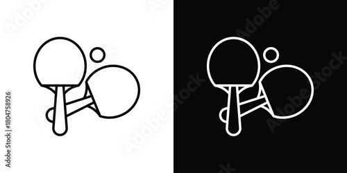Ping pong icons. Vector black and line icon, EPS10