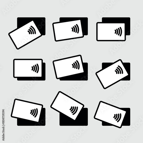 Contactless payment icon (NFC). Symbol of purchase or store, cash register or bank card. Cashless payment.