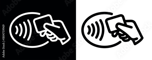 Contactless payment icon (NFC). Symbol of purchase or store, cash register or bank card. Cashless payment.