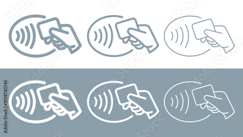 Contactless payment icon (NFC). Symbol of purchase or store, cash register or bank card. Cashless payment.
