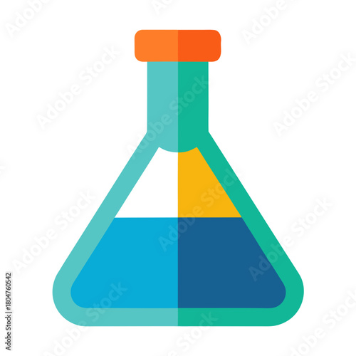 Colorful flat design erlenmeyer flask with liquids