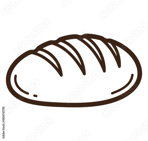 Hand drawn vector illustration of a loaf of bread isolated on a white background