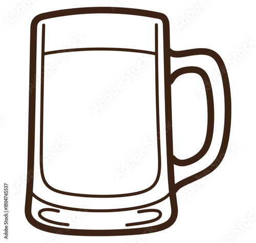 Simple outline drawing of a beer mug ideal for beverage or oktoberfest designs