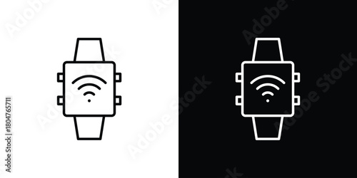Smartwatch icons. Vector black and line icon, EPS10