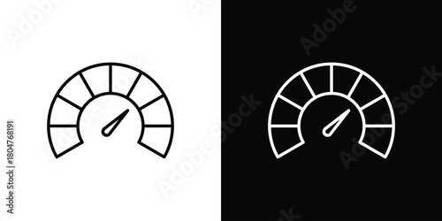 Tachometer icons. Vector black and line icon, EPS10