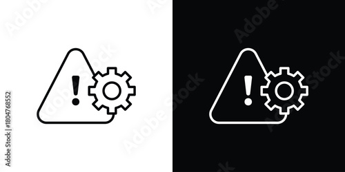Technical warning icons. Vector black and line icon, EPS10