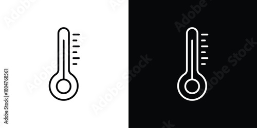Temperature icons. Vector black and line icon, EPS10