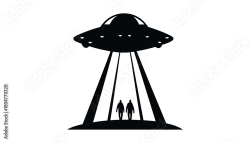 Ufo abduction illustration alien invasion spaceship silhouette