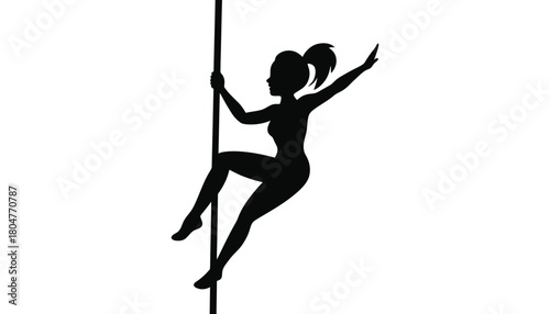 Silhouette of a woman doing pole dance fitness vector graphic