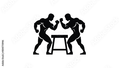 Arm wrestling strong men competition vector graphic design