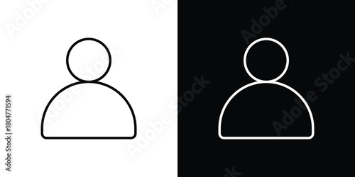 User icons. Vector black and line icon, EPS10