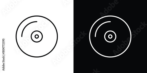 Vinyl icons. Vector black and line icon, EPS10