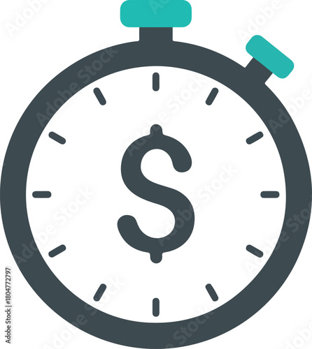 Stopwatch with dollar sign on face, time is money concept.