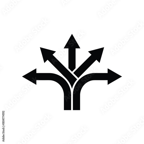 Multiple arrows branching out from a single point
