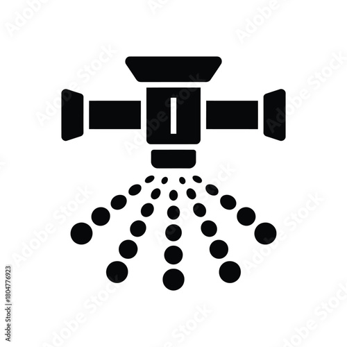 Black silhouette icon of a rotating sprinkler watering plants