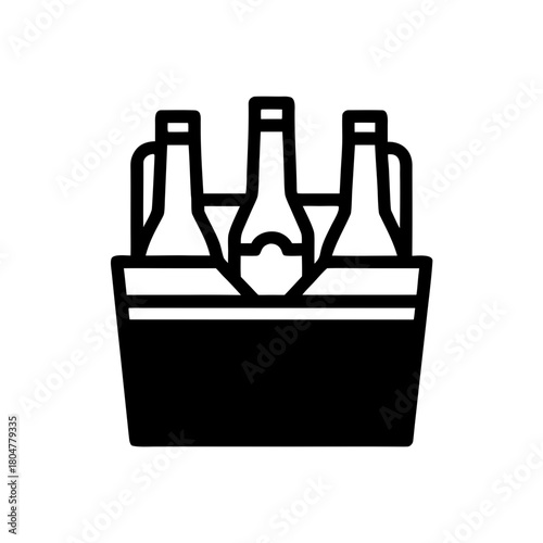 Illustration of a six pack of bottles in a container on transparent background