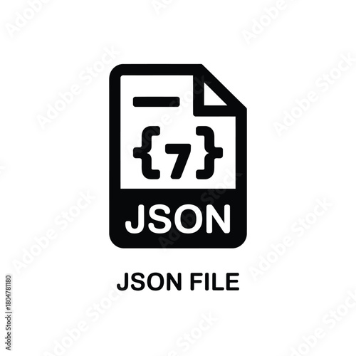Icon representing a json file with curly braces and brackets
