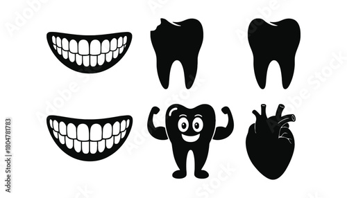 Dental health vector illustration of teeth and heart graphic