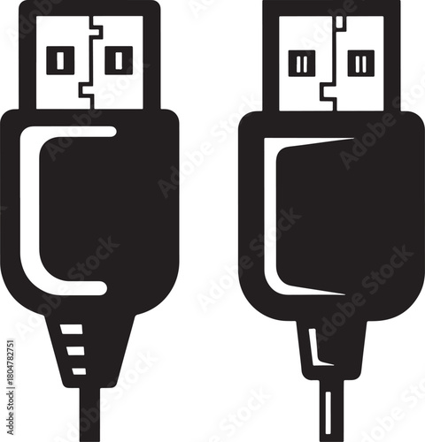 Two usb connectors in black silhouette