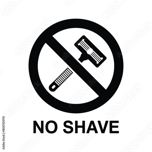 No shave symbol with razor and comb