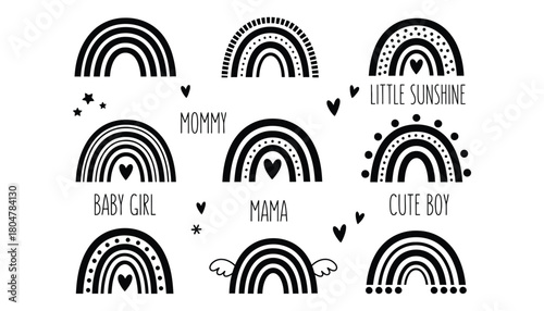 Cute rainbow vector illustration for baby kids design element