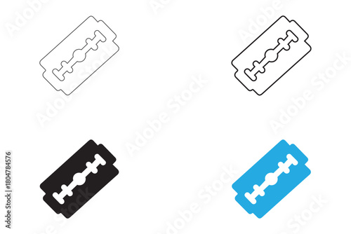 razor blade for shaving vector icon, razor blade icon vector, silhouette and line art